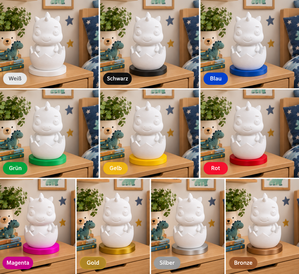 Dino im Ei Lampe RGB mit Fernbedienung | 3D-Druck LED Nachtlicht