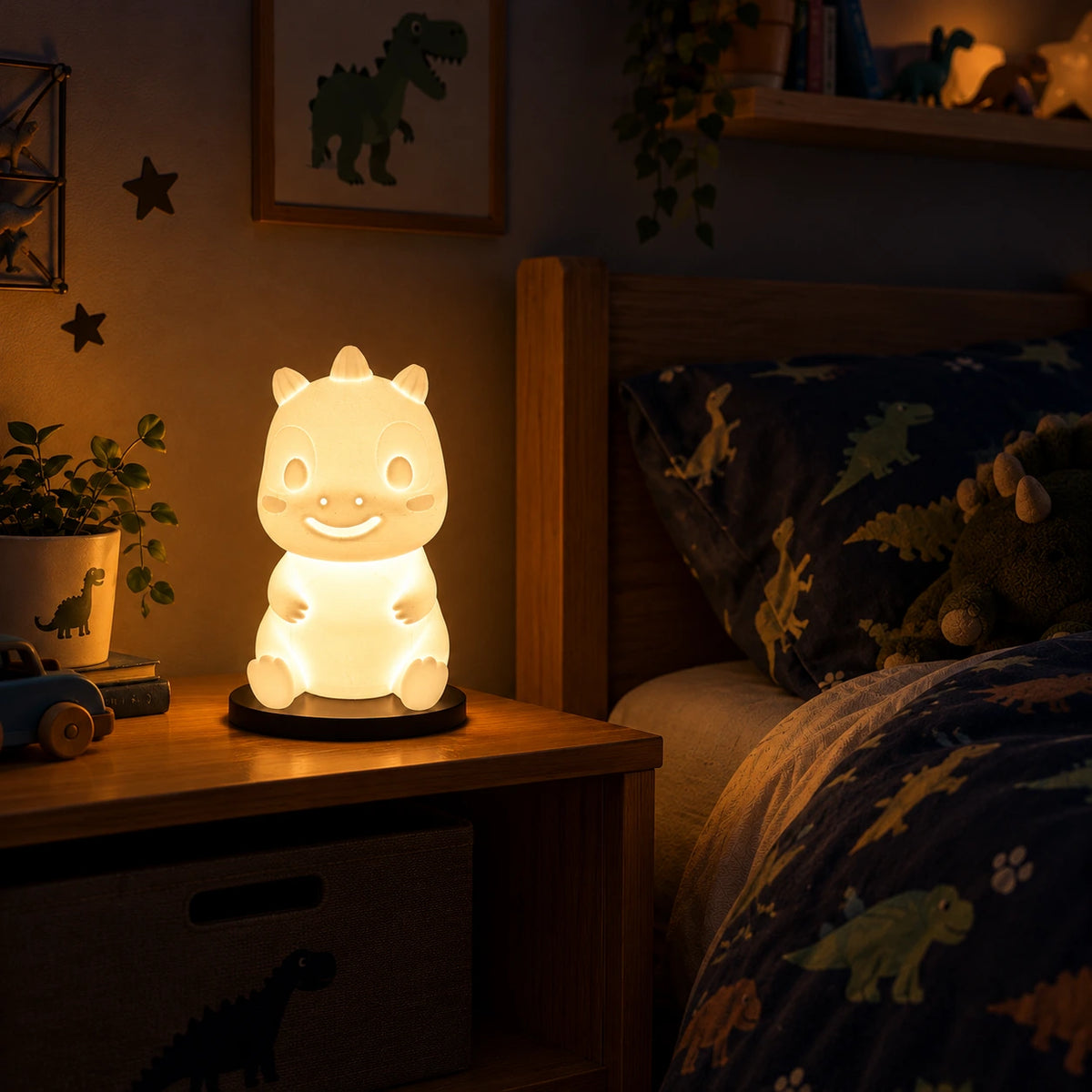 Dino Lampe RGB mit Fernbedienung | 3D-Druck LED Nachtlicht