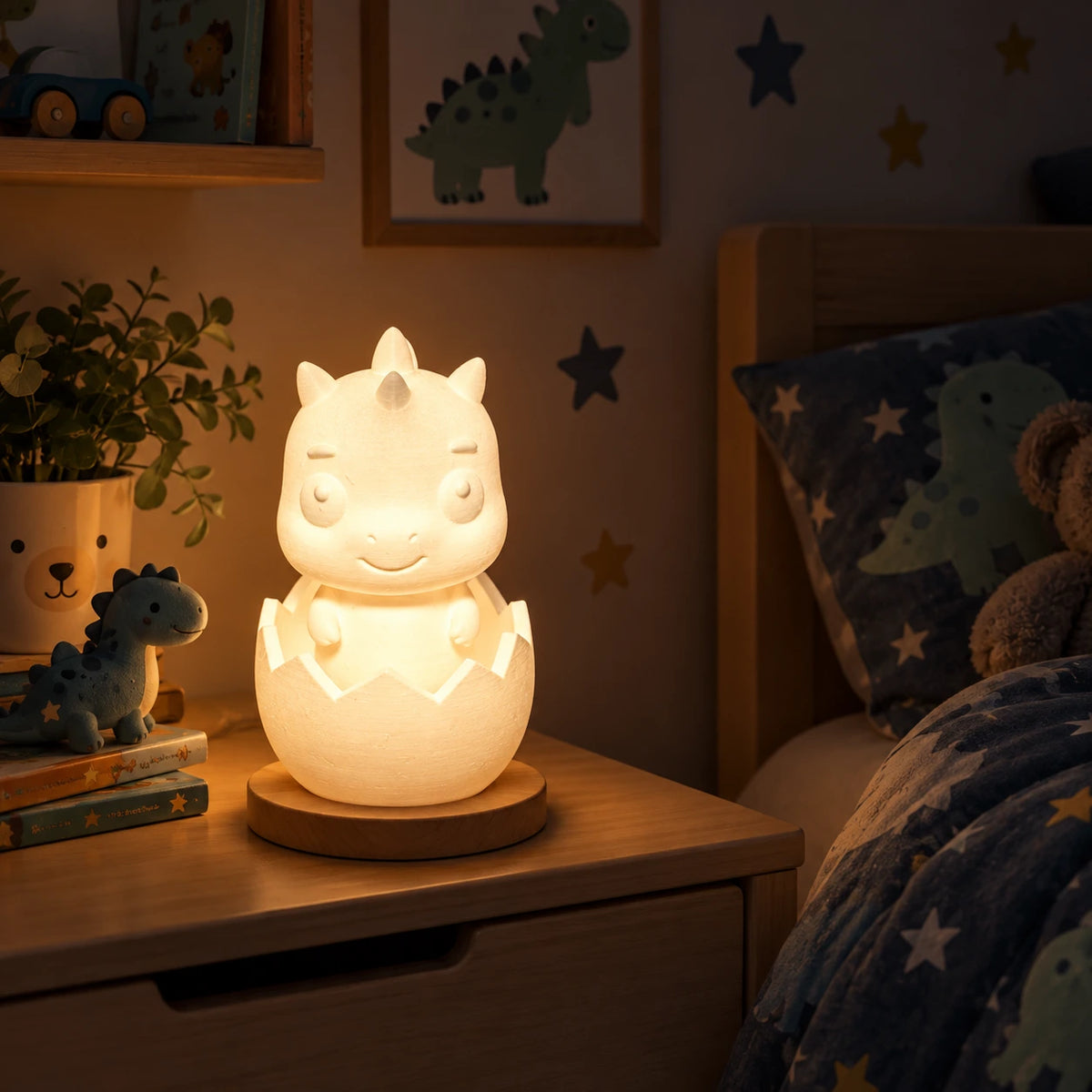 Dino im Ei Lampe RGB mit Fernbedienung | 3D-Druck LED Nachtlicht