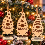 Personalisierte Weihnachtsgnome aus Holz – 3er-Set mit Wunschnamen