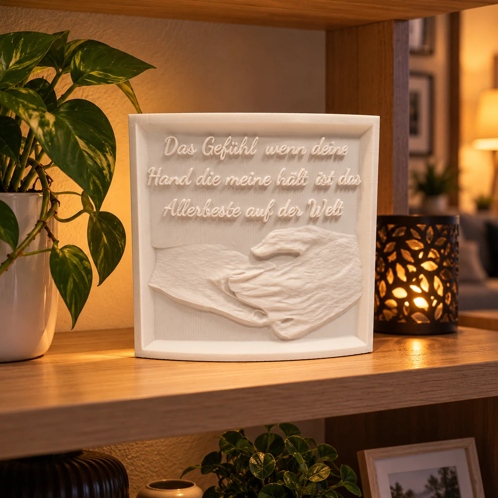 Lithophane-Bild mit LED-Teelicht – 3D-gedrucktes Lichtbild in Schwarz-Weiß