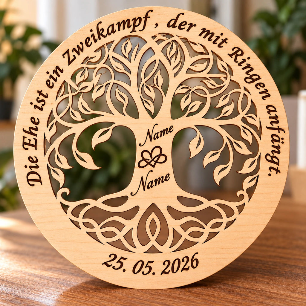 Baum des Lebens – Personalisiertes Wandbild aus Holz mit individueller Wunschgravur