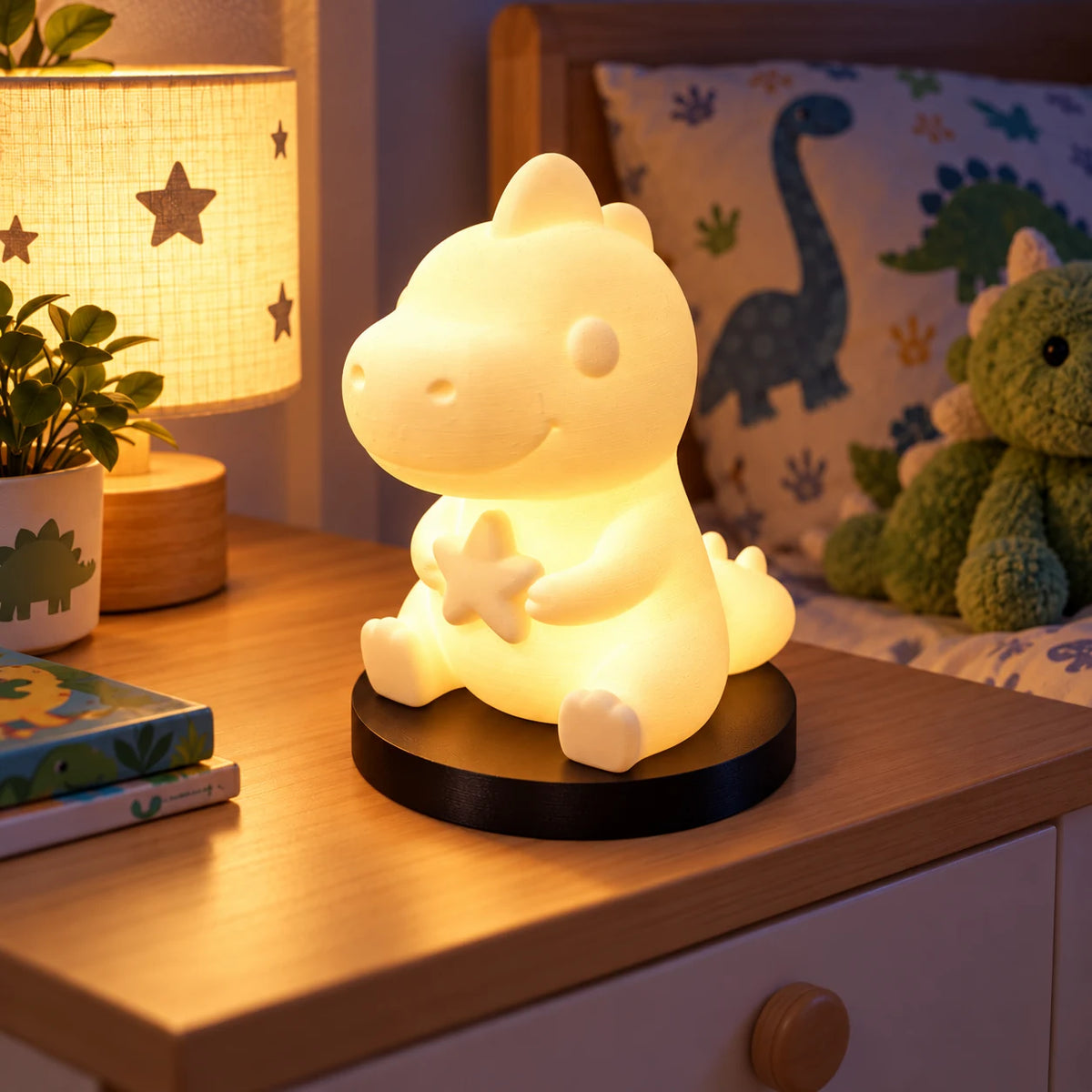 Dino Stern LED-Lampe mit RGB-Beleuchtung & Fernbedienung – 7 Basisfarben zur Auswahl