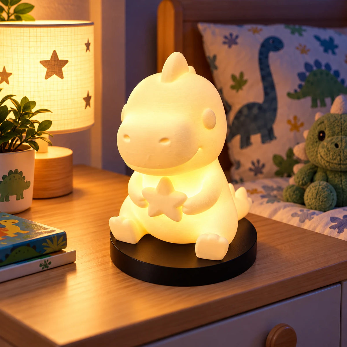 Dino Stern LED-Lampe mit RGB-Beleuchtung & Fernbedienung – 7 Basisfarben zur Auswahl