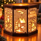 Hexagon-Weihnachtsteelichthalter aus Holz – 2 Varianten | LED-Lichterhaus