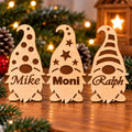 Personalisierte Weihnachtsgnome aus Holz – 3er-Set mit Wunschnamen