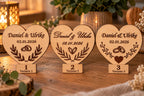 Personalisiertes Hochzeitsherz aus Holz – Dekorativer Aufsteller in Puzzle-Optik mit Wunschgravur