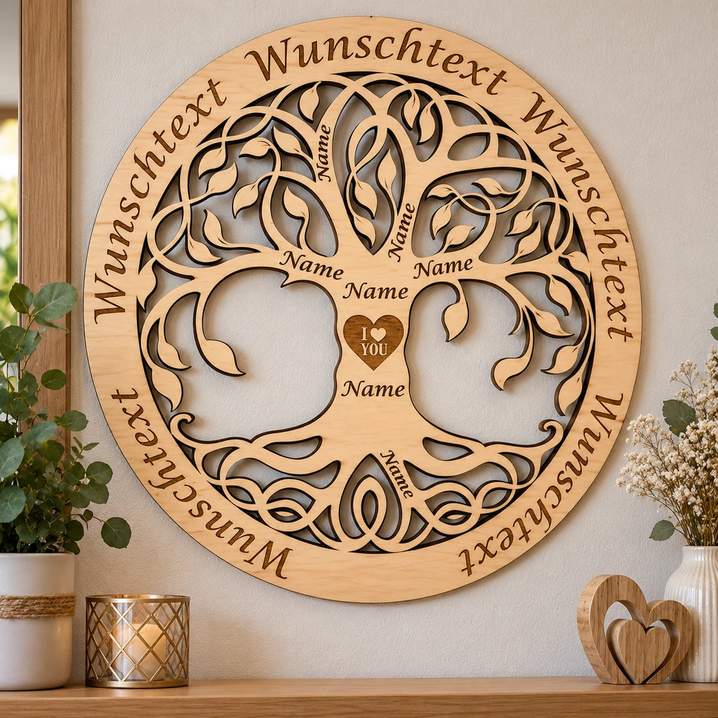 Baum des Lebens – Personalisiertes Wandbild aus Holz mit individueller Wunschgravur