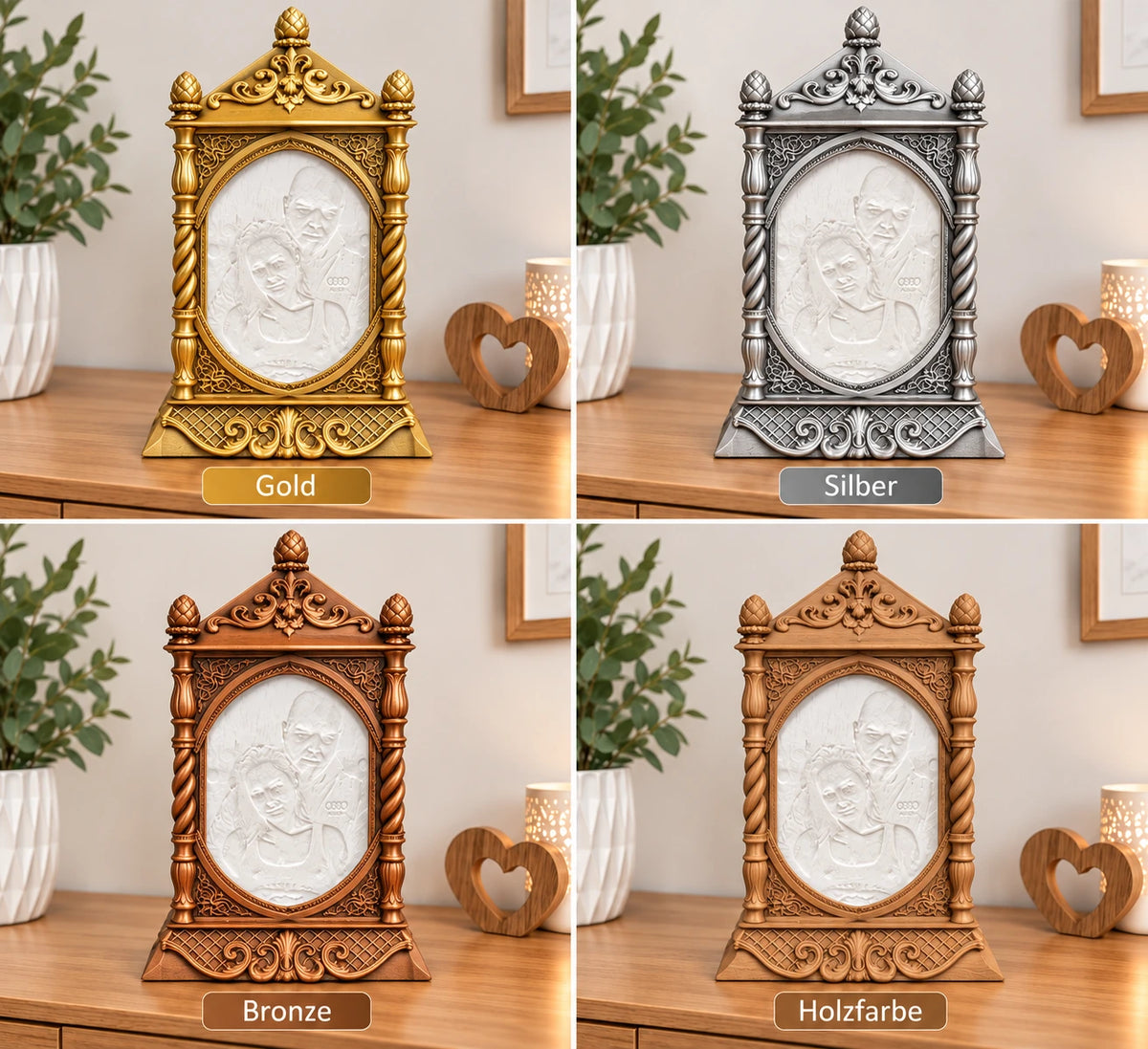 Personalisierte Lithophane-Laterne mit 3 Wunschfotos & LED-Beleuchtung
