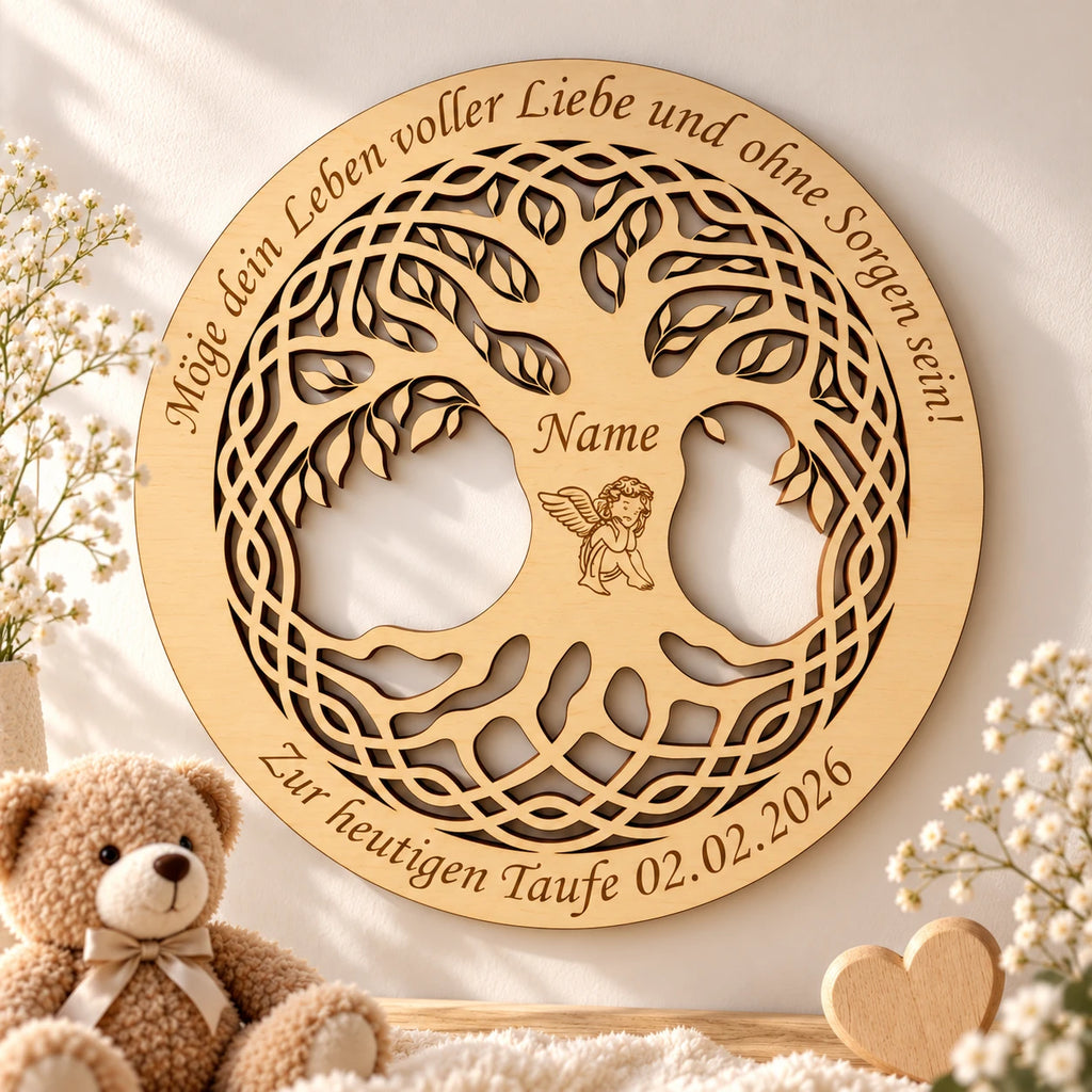 Baum des Lebens – Personalisiertes Wandbild aus Holz mit individueller Wunschgravur