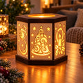 Hexagon-Weihnachtsteelichthalter aus Holz – 2 Varianten | LED-Lichterhaus