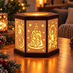 Hexagon-Weihnachtsteelichthalter aus Holz – 2 Varianten | LED-Lichterhaus