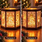 Hexagon-Weihnachtsteelichthalter aus Holz – 2 Varianten | LED-Lichterhaus