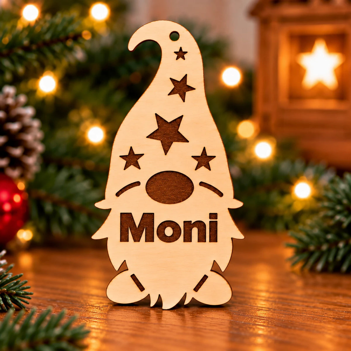 Personalisierte Weihnachtsgnome aus Holz – 3er-Set mit Wunschnamen